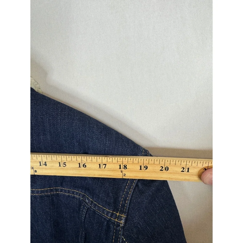 Levis Mens Type 3 Sherpa‎ Trucker Jacket Dark Wash Indigo Denim Large 16365-0075